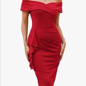 Brand new off the shoulder red cocktail dress. Never been worn!